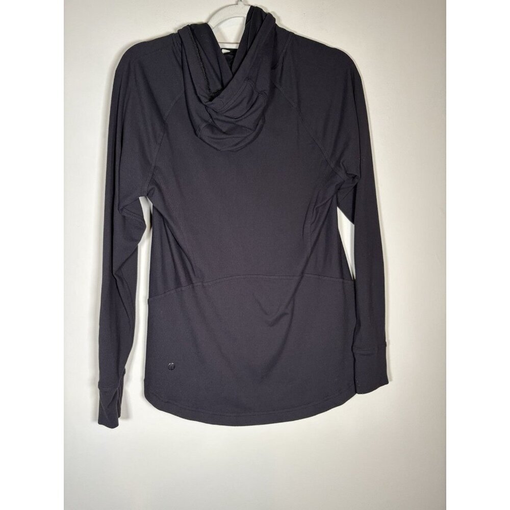 LULULEMON Cowl Neck Hoodie Pull Over Sweatshirt Black Athleisure Pilates Size 6 - Picture 3 of 6